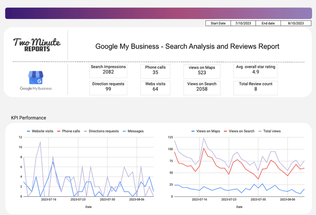 Google My Business - Search Analysis and Reviews Report